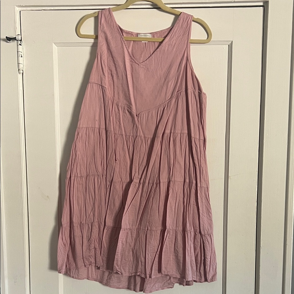 Garnet Hill Blush Sleeveless Tiered Dress